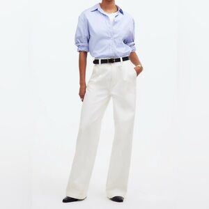 NWT‎ Madewell Women’s W33 Tile White The Harlow Wide Leg Jeans High Rise Pleated
